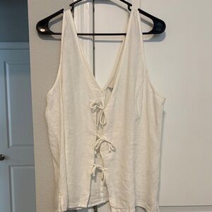 a new day Cream Lace-Up Women's Blouse